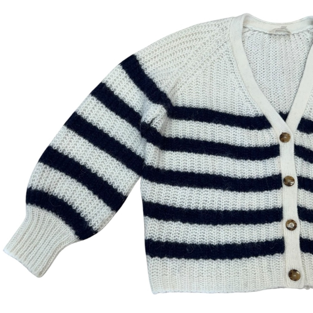 NWOT Sezane Basile Cardigan in White Navy Blue Stripe Size Large - Picture 5 of 10